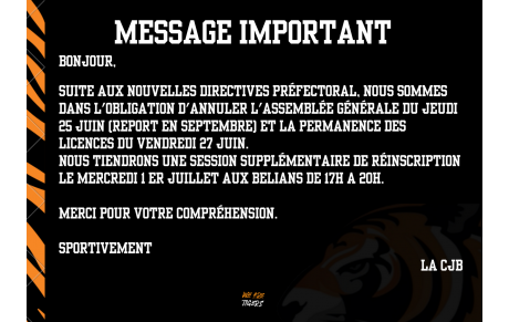 MESSAGE IMPORTANT CONCERNANT LES PERMANENCES D'INSCRIPTION