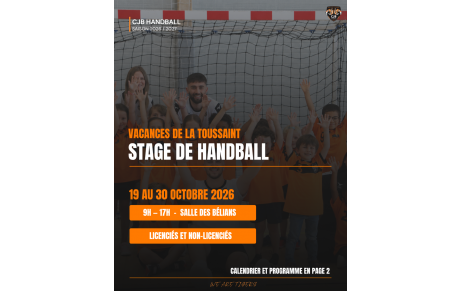 🟠⚫ INSCRIPTION AUX STAGES DE LA TOUSSAINT 🤾